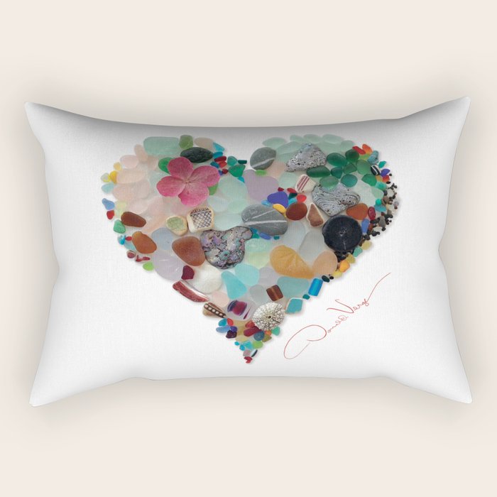 Love -  Sea Glass Heart A Unique Birthday & Fatherâs Day Gift Rectangular Pillow Gallery Image 2