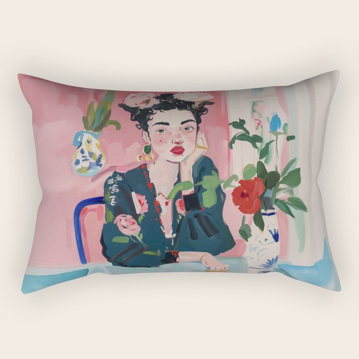 Dreamy Muse in Bloom  Rectangular Pillow Gallery Image 1