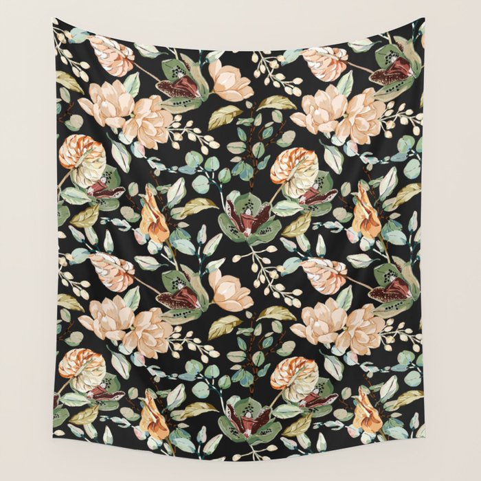 Lush colorful exotic garden C Wall Tapestry Gallery Image 1