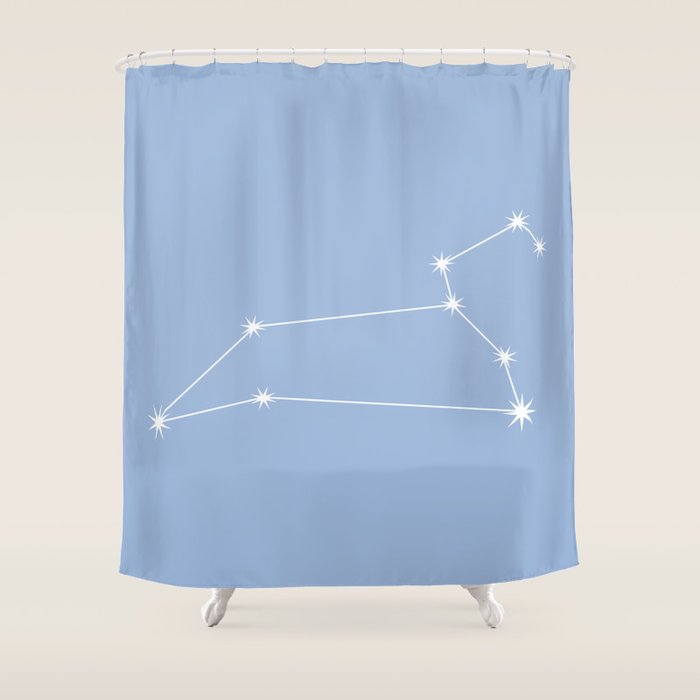 Leo Zodiac Star Constellation Line Art Sky Blue Shower Curtain Gallery Image 1