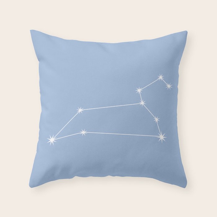 Leo Zodiac Star Constellation Line Art Sky Blue Throw Pillow Gallery Image 1