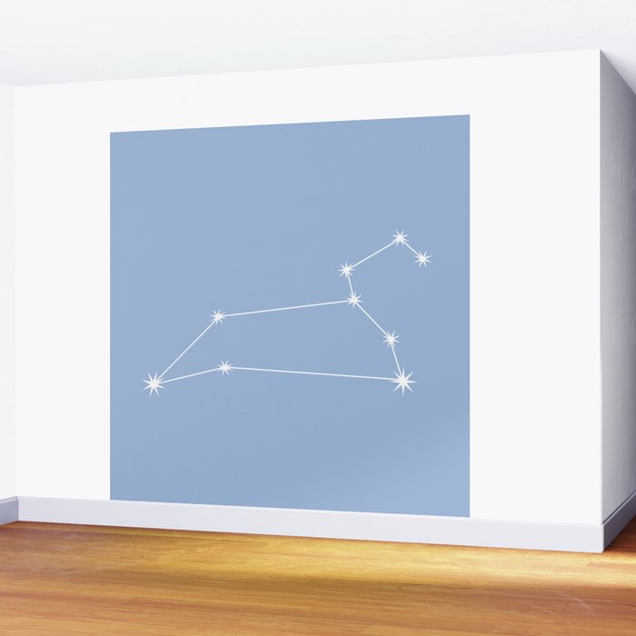 Leo Zodiac Star Constellation Line Art Sky Blue Wall Mural Gallery Image 2