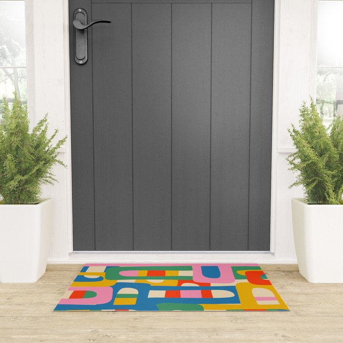 Bo Kaap Colorful Abstract Pattern Welcome Mat Gallery Image 3