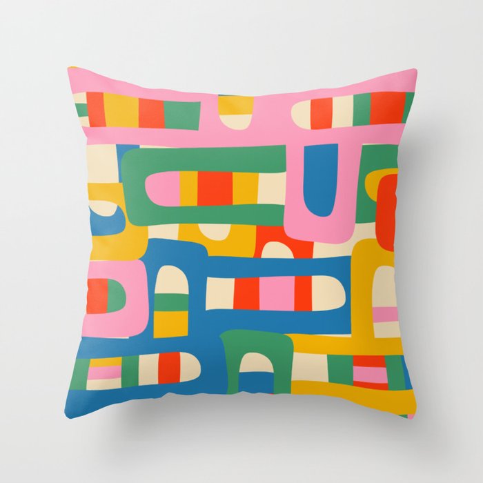 Bo Kaap Colorful Abstract Pattern Throw Pillow Gallery Image 1