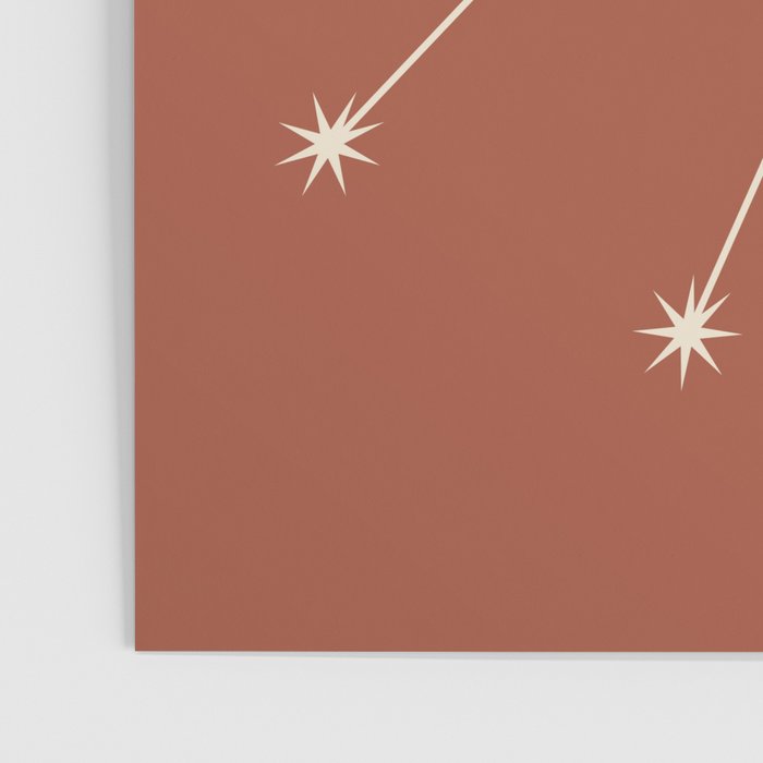 Taurus Zodiac Star Constellation Line Art Terracotta Red Poster Gallery Image 3