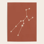 Taurus Zodiac Star Constellation Line Art Terracotta Red Poster Gallery Image 4