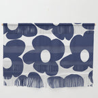Large Dark Blueberry Blue Retro Flowers White Background #decor #society6 #buyart Wall Hanging Gallery Image 1