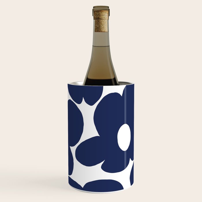 Large Dark Blueberry Blue Retro Flowers White Background #decor #society6 #buyart Wine Chiller Gallery Image 3