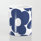 Large Dark Blueberry Blue Retro Flowers White Background #decor #society6 #buyart Coffee Mug Gallery Image 4