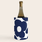 Large Dark Blueberry Blue Retro Flowers White Background #decor #society6 #buyart Wine Chiller Gallery Image 1