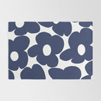 Large Dark Blueberry Blue Retro Flowers White Background #decor #society6 #buyart Rug Gallery Image 2