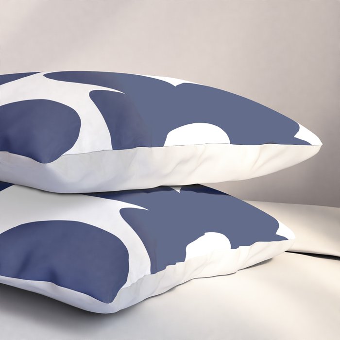 Large Dark Blueberry Blue Retro Flowers White Background #decor #society6 #buyart Pillow Sham Gallery Image 3