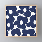 Large Dark Blueberry Blue Retro Flowers White Background #decor #society6 #buyart Mini Art Print Gallery Image 1