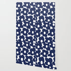 Large Dark Blueberry Blue Retro Flowers White Background #decor #society6 #buyart Wallpaper Gallery Image 2