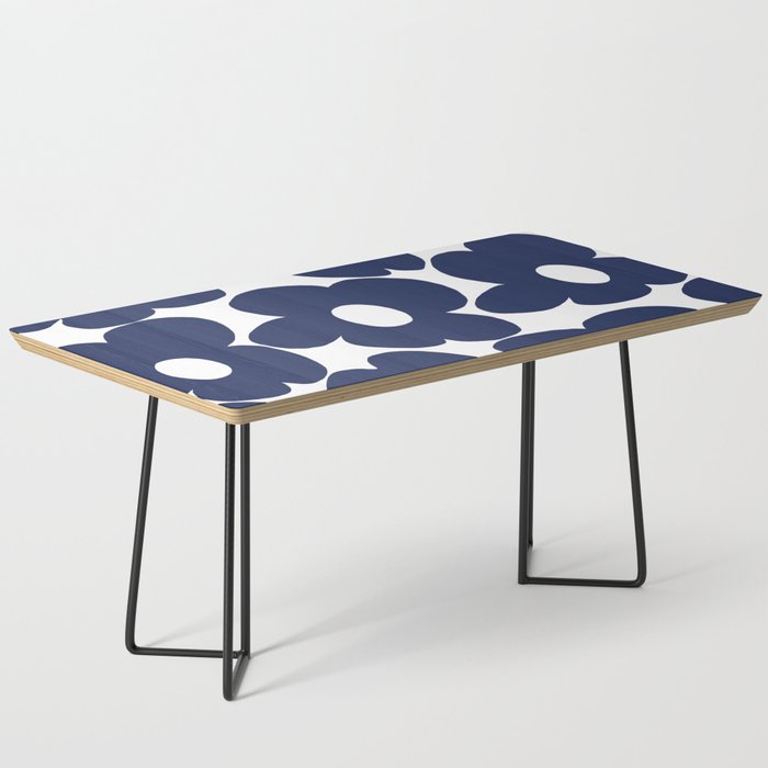 Large Dark Blueberry Blue Retro Flowers White Background #decor #society6 #buyart Coffee Table Gallery Image 1