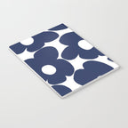 Large Dark Blueberry Blue Retro Flowers White Background #decor #society6 #buyart Notebook Gallery Image 3