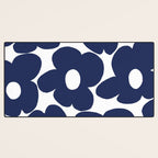 Large Dark Blueberry Blue Retro Flowers White Background #decor #society6 #buyart Desk Mat Gallery Image 3
