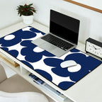 Large Dark Blueberry Blue Retro Flowers White Background #decor #society6 #buyart Desk Mat Gallery Image 2