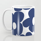 Large Dark Blueberry Blue Retro Flowers White Background #decor #society6 #buyart Coffee Mug Gallery Image 3
