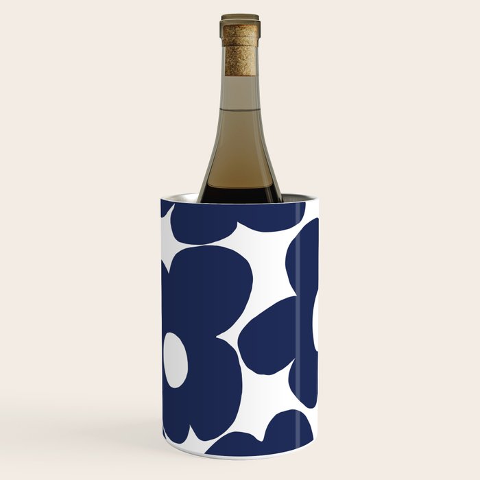Large Dark Blueberry Blue Retro Flowers White Background #decor #society6 #buyart Wine Chiller Gallery Image 2