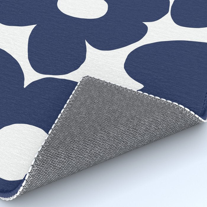 Large Dark Blueberry Blue Retro Flowers White Background #decor #society6 #buyart Rug Gallery Image 4