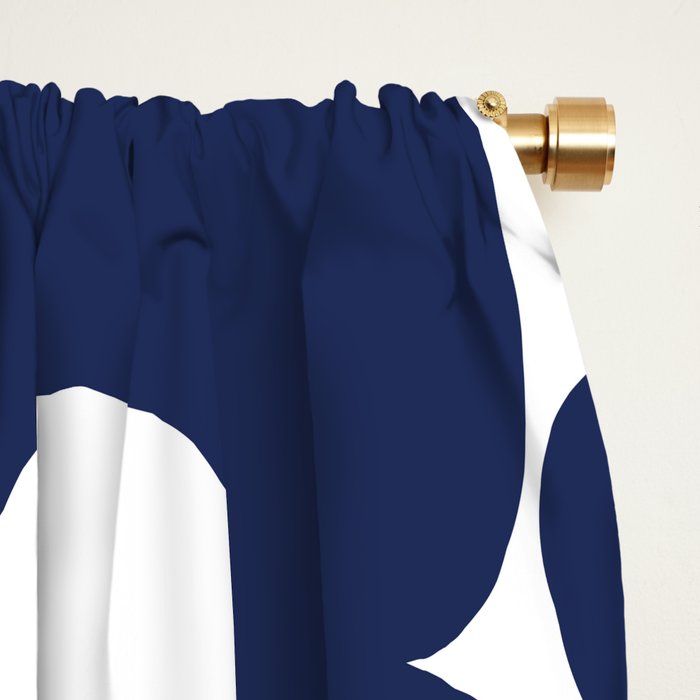 Large Dark Blueberry Blue Retro Flowers White Background #decor #society6 #buyart Window Curtain Gallery Image 2