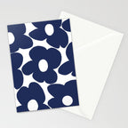 Large Dark Blueberry Blue Retro Flowers White Background #decor #society6 #buyart Stationery Card Gallery Image 2