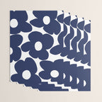 Large Dark Blueberry Blue Retro Flowers White Background #decor #society6 #buyart Wrapping Paper Gallery Image 3