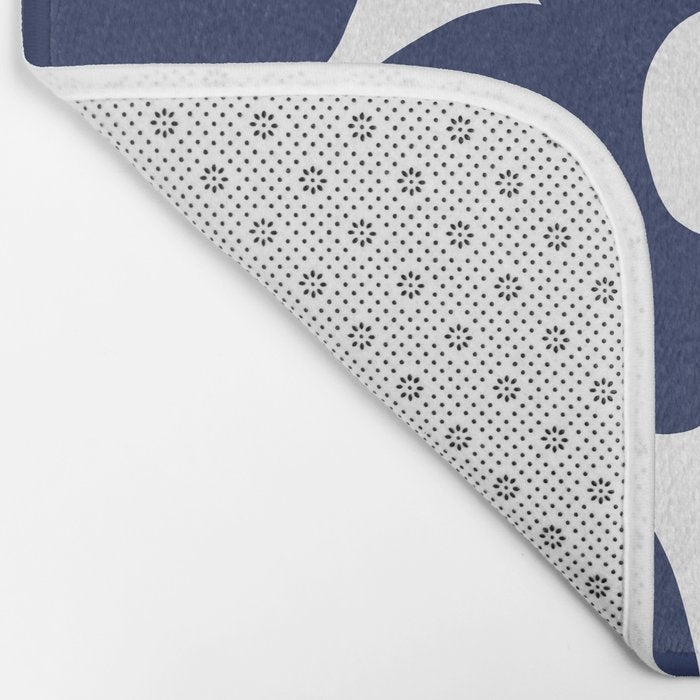 Large Dark Blueberry Blue Retro Flowers White Background #decor #society6 #buyart Bath Mat Gallery Image 2