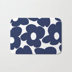 Large Dark Blueberry Blue Retro Flowers White Background #decor #society6 #buyart Bath Mat Gallery Image 1