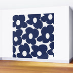 Large Dark Blueberry Blue Retro Flowers White Background #decor #society6 #buyart Wall Mural Gallery Image 2