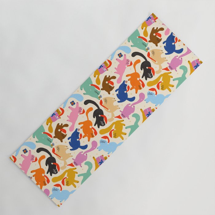 Christmas Cats in Santa Hats Yoga Mat Gallery Image 1