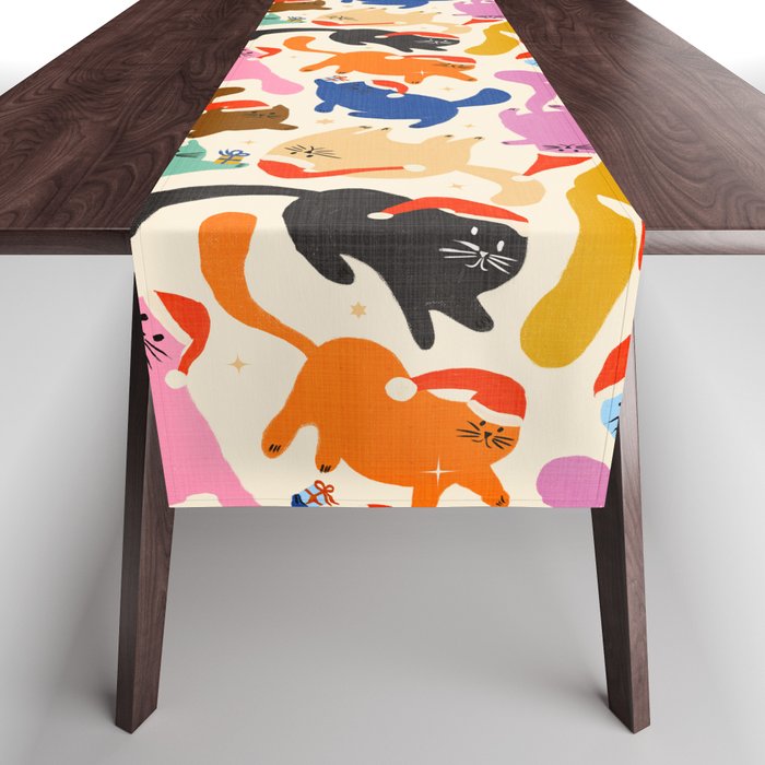 Christmas Cats in Santa Hats Table Runner Gallery Image 1