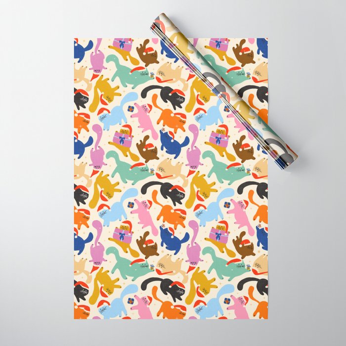Christmas Cats in Santa Hats Wrapping Paper Gallery Image 1