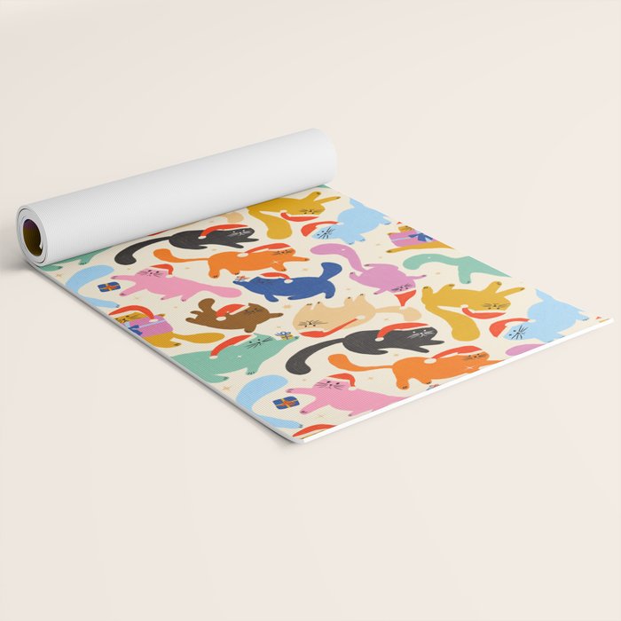 Christmas Cats in Santa Hats Yoga Mat Gallery Image 2