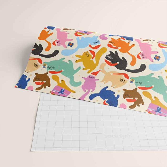 Christmas Cats in Santa Hats Wrapping Paper Gallery Image 2