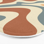 Retro Liquid Swirl Abstract Pattern in Slate Blue Orange Rust Bath Mat Gallery Image 3