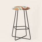 Retro Liquid Swirl Abstract Pattern in Slate Blue Orange Rust Stool Gallery Image 1