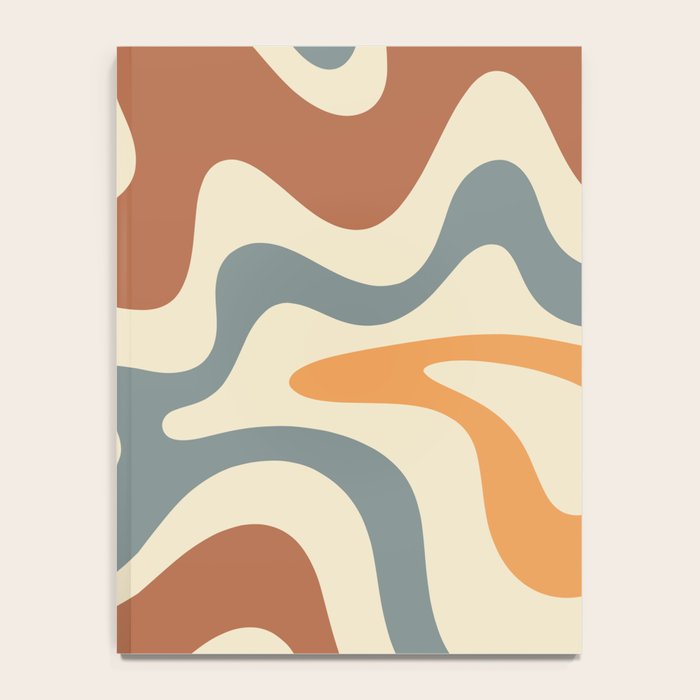 Retro Liquid Swirl Abstract Pattern in Slate Blue Orange Rust Notebook Gallery Image 4