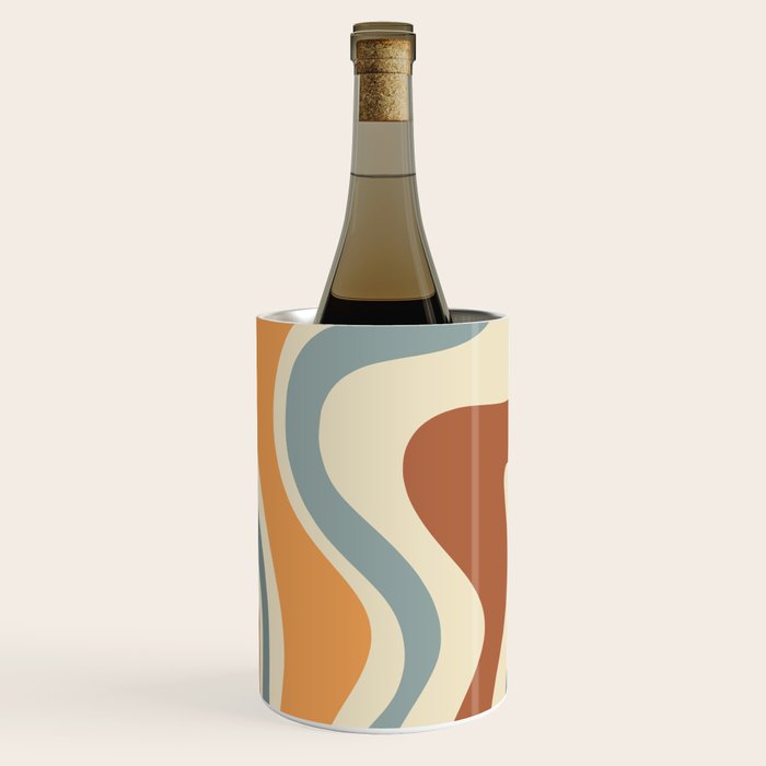 Retro Liquid Swirl Abstract Pattern in Slate Blue Orange Rust Wine Chiller Gallery Image 2