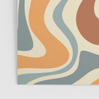 Retro Liquid Swirl Abstract Pattern in Slate Blue Orange Rust Poster Gallery Image 3