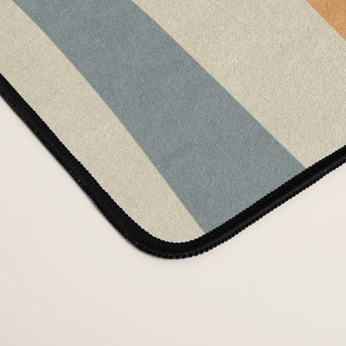 Retro Liquid Swirl Abstract Pattern in Slate Blue Orange Rust Desk Mat Gallery Image 4