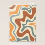 Retro Liquid Swirl Abstract Pattern in Slate Blue Orange Rust Stationery Card Gallery Image 2