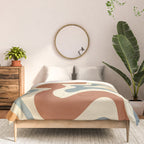 Retro Liquid Swirl Abstract Pattern in Slate Blue Orange Rust Comforter Gallery Image 3
