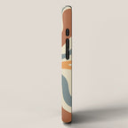 Retro Liquid Swirl Abstract Pattern in Slate Blue Orange Rust iPhone Case Gallery Image 2