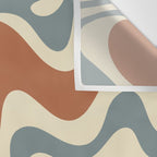 Retro Liquid Swirl Abstract Pattern in Slate Blue Orange Rust Wall Tapestry Gallery Image 3