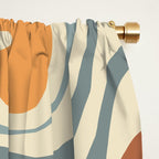 Retro Liquid Swirl Abstract Pattern in Slate Blue Orange Rust Window Curtain Gallery Image 2