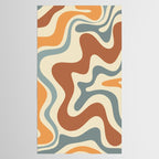 Retro Liquid Swirl Abstract Pattern in Slate Blue Orange Rust Tablecloth Gallery Image 2