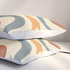 Retro Liquid Swirl Abstract Pattern in Slate Blue Orange Rust Pillow Sham Gallery Image 3