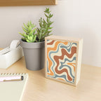 Retro Liquid Swirl Abstract Pattern in Slate Blue Orange Rust Mini Art Print Gallery Image 2